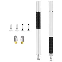 Stylus Pen, Universal Stylus, Stylus para Pantallas táctiles, Disc Stylus Touch Screen Pens for All Capacitive Touch Screens Cell Phones Tablets Laptops, 2 Pieces + 6 Bonus Replacement Tips (Silver)