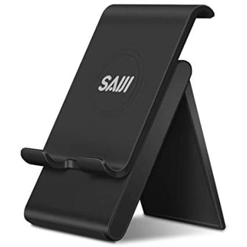 Adjustable Tablet Stand Holder，SAIJI Portable Foldable Desktop Stand Compatible for iPad Pro 2020，iPad Air Mini，Nintendo Switch，iPhone 11 Pro Max SE，Samsung Galaxy and Kindle Fire Tablets- Black