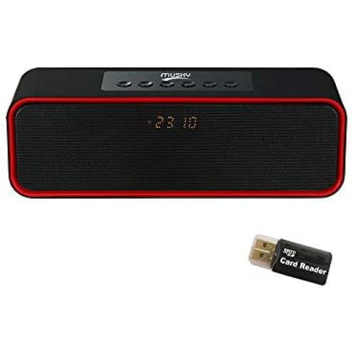 Portable Bluetooth Speaker, with10W Acoustic Driver, LED Display, FM Radio, Alarm Clock, Handsfree Speakerphone, Slots for Micro SD Card & USB & AUX-in, for Smart Phone, Tablet and More