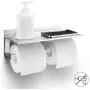 AOYAR Toilet Paper Holder, Double Toilet Paper Roll Holder, Toilet Paper Holder with Shelf, Space Aluminum Double Toilet Roll Holder for Toilet or Bathroom, Wall Mount with Screws and Self Paste Tool AOYAR Toilet Paper Holder, Double Toilet Paper Roll Holder, Toilet Paper Holder with Shelf, Space Aluminum Double Toilet Roll Holder for Toilet or Bathroom, Wall Mount with Screws and Self Paste Tool