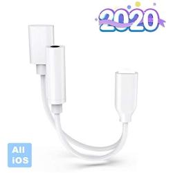 Headphones Adapter for iPhone Charger Dongle 3.5mm Jack AUX Audio Cable Adaptor Music & Charging for iPhone 7/7 Plus/XR/XS Max/11/11 Pro Splitter Aux Adapter Earphone Converter Support iOS 12/13