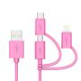 Apple MFI Certified 3-in-1 Cable, Lightning/Type C/Micro USB Cable for iPhone, iPad, Huawei, HTC, LG, Samsung Galaxy, Sony Xperia, Android Smartphones, iPad Pro 2018 and More 3 in 1 Pink(3FT)