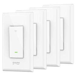 Smart Switch, Gosund Smart WiFi Light Switch Works with Alexa and Google Assistant 2.4Ghz, Remote Control/Voice Control and Schedule, Neutral Wire Required, Single-Pole, No Hub Required, (4 Pack)