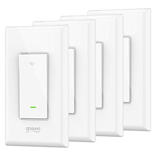 Smart Switch, Gosund Smart WiFi Light Switch Works with Alexa and Google Assistant 2.4Ghz, Remote Control/Voice Control and Schedule, Neutral Wire Required, Single-Pole, No Hub Required, (4 Pack)