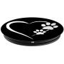 Paw Print Dog Paw Cute Dog Love Heart White Black Dog PopSockets Grip and Stand for Phones and Tablets