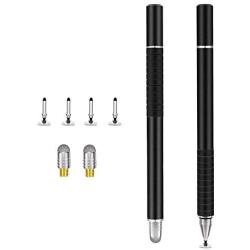 Stylus Pen, Universal Stylus, Stylus para Pantallas táctiles, Disc Stylus Touch Screen Pens for All Capacitive Touch Screens Cell Phones, Tablets, Laptops, 2 Pieces + 6 Bonus Replacement Tips (Black)