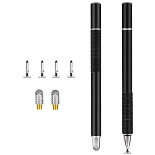 Stylus Pen, Universal Stylus, Stylus para Pantallas táctiles, Disc Stylus Touch Screen Pens for All Capacitive Touch Screens Cell Phones, Tablets, Laptops, 2 Pieces + 6 Bonus Replacement Tips (Black)