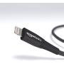 AmazonBasics Double Nylon Braided USB A Cable with Lightning Connector, Premium Collection, MFi Certified Apple iPhone Charger, 3 Foot, Black