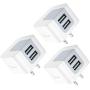 USB Wall Charger, USB Plug, 3-Pack 2.4A Dodoli Dual Port 12W Wall Charger Block Adapter Charging Cube Box Compatible iPhone Xs/XS Max/XR/X/8/8 Plus/7/6S/ 6S Plus, Samsung Galaxy, HTC, Moto