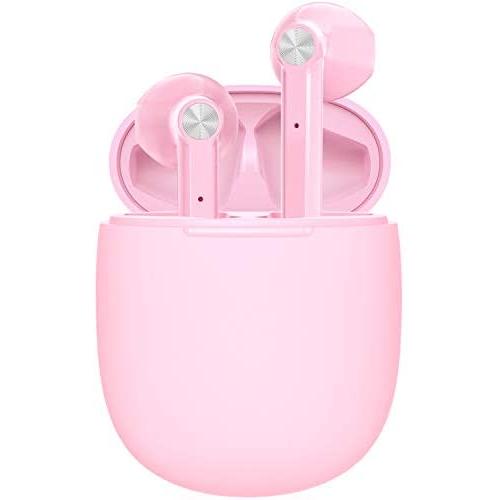 LETSCOM Wireless Earbuds, Bluetooth 5.0 Earbuds in Ear True Wireless Stereo Headphones, 20Hrs Playtime with Charging Case, Bluetooth Earbuds with Built-in Microphone for Sports and Work - Pink