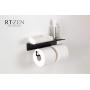 RTZEN Wrought Iron Double Toilet Paper Holder with Shelf | Black Rot Metal 2 x TP Roll Hangers | Wall Mounted Rod Handmade Roll Hanger | Perfectly Fits Smartphone, Wipes, Soaps, Air Freshener