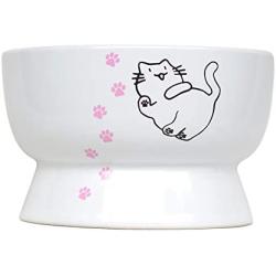 Raised Cat Water Bowl,Elevated, Porcelain Made, Pet Supplies, Backflow Prevention, Stress Free, Safety Choice for Your pet, Superior for Drinking Water