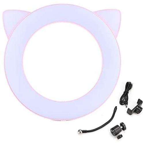 Yosoo Studio Makeup Selfie LED Ring Light Fill Lamp with Phone Clips Holder for Photography(Pink Cat)