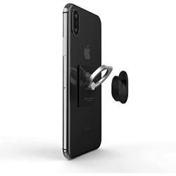 iRing with Hook for car or Wall mounting. Original AAUXX Cell Phone Grip Finger Holder, Mobile Stand, Kickstand, Car Mount Cradle for iPhone, Samsung, Android, Smartphones, Tablets.(Jet Black)