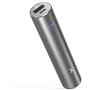 Mini Portable Charger 3350mAh Xcentz, Compact External Battery Premium Aluminum with Flashlight Lipstick-Sized Pocket Power Bank Phone Charger for iPhone, Samsung Galaxy, Other Android Phone - Grey