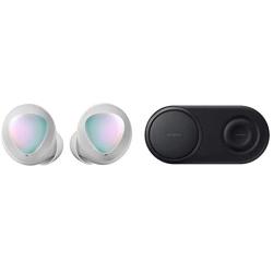 Samsung Galaxy Buds, Bluetooth True Wireless Earbuds (Wireless Charging Case Included), Silver & Wireless Charger Duo Pad, Fast Charge 2.0 - Black