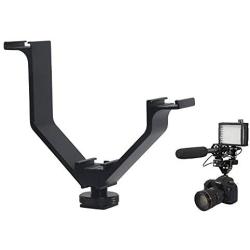 TOAZOE V-Bracket 5"/12.5cm V-Shape Triple 3 Universal Cold Shoe Hot Shoe Mount Bracket for DSLR Camera with LED Video Light Microphone Monitor Flash Good for Video Photography