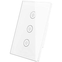 WiFi Smart Wall Touch Light Switch Glass Panel Wireless Remote Control by Mobile APP Anywhere Compatible with Alexa,Timing Function No Hub Required (Wall Switch 3 Gang)