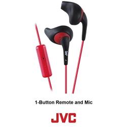 JVC Black and Red Nozzel Secure Comfort Fit Sweat Proof Gumy Sport Earbuds with long colored cord HA-ENR15B