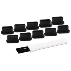 PortPlugs USB C Dust Plugs (10 Pack), Compatible with Samsung Galaxy s20, Plus, Ultra, Note 10, Pixel, MacBook, Any Type C Charging Port, Includes Cleaning Brush (Black)