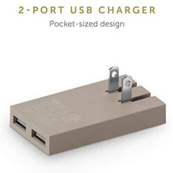 Native Union Smart Charger - Slim 2-Port Foldable USB-A Universal Wall Charger with Smart IC Technology - Quick Charging for iPhone, iPad, Smartphones and Tablets (Taupe/Fabric)