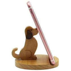 Amamcy Cute Dog Cell Phone Holder Stand, Wooden Smartphone Desk Holder for iPhone Xs/Max/XR/X/8/7 Plus/Google Pixel/Samsung Galaxy Note