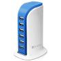 6-Port USB Wall Charger Desktop Charging Station Quick Charge 2.1,Compatible with Compatible fo Tablets Smartphones and More(Blue)