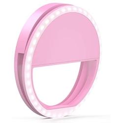 Selfie Ring Light by TalkWorks - Small Clip On LED Video Conference Lighting Circle Cell Phone Light Ring for iPhone/Android, iPad, Laptop Computer, Webcam/Zoom, Camera/Photography, Recording - Pink