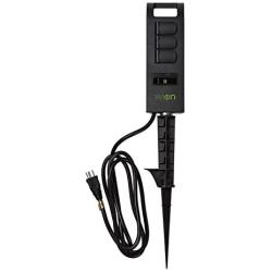 WiOn 50053 Outdoor Wi-Fi Plug-In Yard Stake With Smartphone Or Tablet Automation for up to 12 devices; 3 Grounded Outlets And 6 Foot Cord