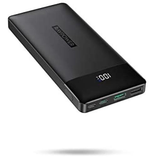 Portable Charger, PD 3.0 15000mAh Power Bank, RAVPower 30W High-Speed Tri-Output with LED Display, Ultra Compact Phone Charger Compatible with iPhone Xs X 8 7 6 Samsung Galaxy S9 Note 9 iPad Tablet