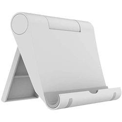 Listar Cell Phone Stand for Desk Foldable, Desk Phone Holder Stand for Office Kitchen Travel, Mobile Phone Stand for iPhone Stand Phone Dock Cradle Compatible with iPad Switch, All Smartphone (White)