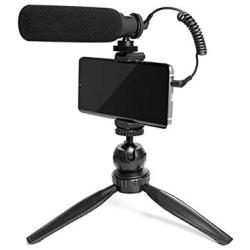 Smartphone Video Microphone Kit, UHURU UCM-11P Super-Cardioid Shotgun Video Microphone with Mini Tripod,Shotgun Interview Vloging Microphone for Phone Canon Nikon Sony Camera