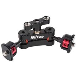 NITZE Adjustable Articulating Magic Arm with Double Ballheads and 1/4” Screws Monitor Mount for Field Monitor, LED Lights, Audio Recorders, Camera Cage - N50B