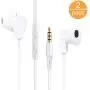 2 Pack Earphones with Microphone Volume Control, Wired Earbuds Headphones Headsets Noise Isolating Deep Bass 3.5mm Plug Compatible with Most Smartphones.Tablets.Laptops(White 2pack) 2 Pack Earphones with Microphone Volume Control, Wired Earbuds Headphones Headsets Noise Isolating Deep Bass 3.5mm Plug Compatible with Most Smartphones.Tablets.Laptops(White 2pack)