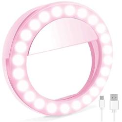 UMsky Selfie Ring Light,Universal Phone Selfie Ring Light,Portable LED Selfie Light Ring Lights for Android/iPhone, LED Ring Light, Rechargeable Brightness Portable Selfie Light Ring (Pink)