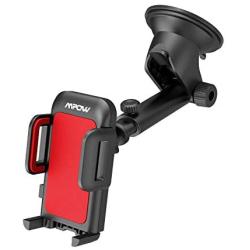 Mpow Upgrade Dashboard Car Phone Mount, Adjustable Windshield Holder Cradle with Strong Sticky Gel Pad Compatible iPhone 11 pro/ 11 pro max/X/XS/XR/8Plus/8/7Plus/7/6Plus,Galaxy S8/9/10, Google, Red