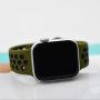 SMEECO Compatible with Apple Watch Replacement Band 44mm 42mm Sport Breathable Silicone Wrist Straps Compatible with iWatch Series 5/4/3/2/1(Olive Green/Black,Large)