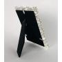 L&T Pink Enamel Picture/Photo Frame Metal with Silver Plated and Crystals, Floral Style 3.5 x 5 Inch