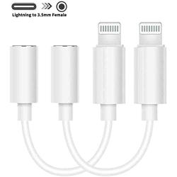 iPhone Headphone Adapter (2 Pack)[Apple MFi Certified] for iPhone 7/7Plus/8/8Plus/X/Xs/XR/11 pro/SE Adapter Headphone Jack, Lightning Dongle to 3.5 mm Headphone Adapter Jack Compatible with All iOS