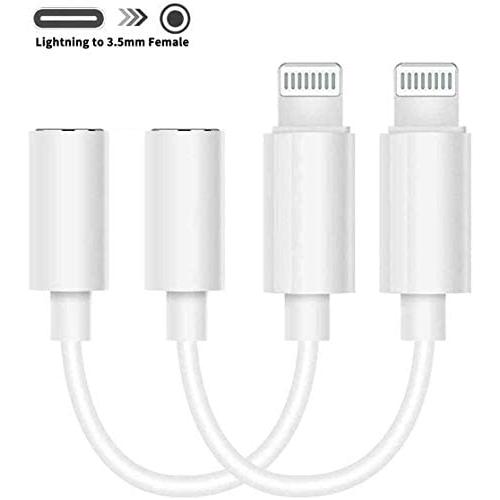 iPhone Headphone Adapter (2 Pack)[Apple MFi Certified] for iPhone 7/7Plus/8/8Plus/X/Xs/XR/11 pro/SE Adapter Headphone Jack, Lightning Dongle to 3.5 mm Headphone Adapter Jack Compatible with All iOS