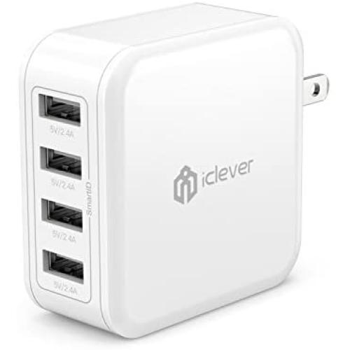 iClever USB Wall Charger, 40W 8A 4-Port Charging Station with Foldable Plug, USB Power Adapter for iPhone 11 Pro Xs/XS Max/XR/X/8/7,iPad Pro/Air 2/Mini 4/3, Galaxy/Note/Edge, LG, Nexus, HTC, and More