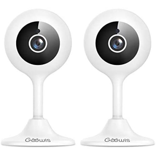 Security Camera Indoor, Goowls 1080p HD 2.4GHz WiFi Wired IP Camera for Home Security Baby/Pet/Nanny Monitor Motion & Sound Detection Night Vision Two-Way Audio Compatible with Alexa, 2-Pack