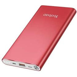 Yoobao Portable Charger 10000mAh Slim Power Bank Powerbank External Cell Phone Battery Backup Charger Battery Pack Dual Input Compatible iPhone 11 X XR Xs Max 8 7 Plus Android Samsung - Bright Red