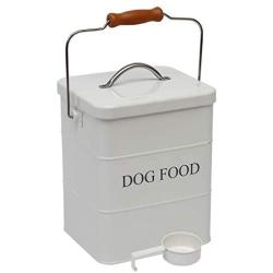 Geyecete Dog Treats tin and Dog Food Storage Tin with Lid & with Spoon for Dog Food Storage, Medium Pet Food Storage Can