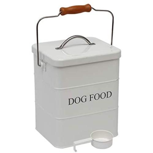 Geyecete Dog Treats tin and Dog Food Storage Tin with Lid & with Spoon for Dog Food Storage, Medium Pet Food Storage Can