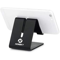 Honsky Solid Portable Universal Aluminum Desktop Desk Stand Hands Free Mobile Smart Cell Phone Holder Tablet Display Stand, Cellphone Stand, Smartphone Mount, Black