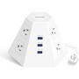 Upgraded Tower Power Strip with USB by BESTEK – Vertical 6 Outlet 6 Foot Long Power Cord, 3 USB Charging Ports … (White)