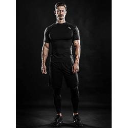 DRSKIN Mens Compression Cool Dry Sports Short Sleeve Shirt Baselayer T-Shirt Athletic Running Rashguard