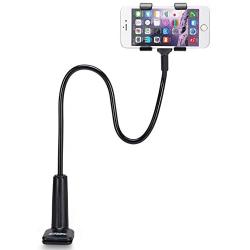 Universal Cell Phone Holder, ZTON Universal Mobile Phone Stand, Lazy Bracket, Flexible Long Arms Clip Mount for iPhone, LG, etc.in Office Bedroom Desktop.(Black)