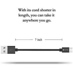 Spater Micro USB Short Sync Cable for Samsung, HTC, Motorola, Nokia, Android, and More, 7-Inch - Pack of 5